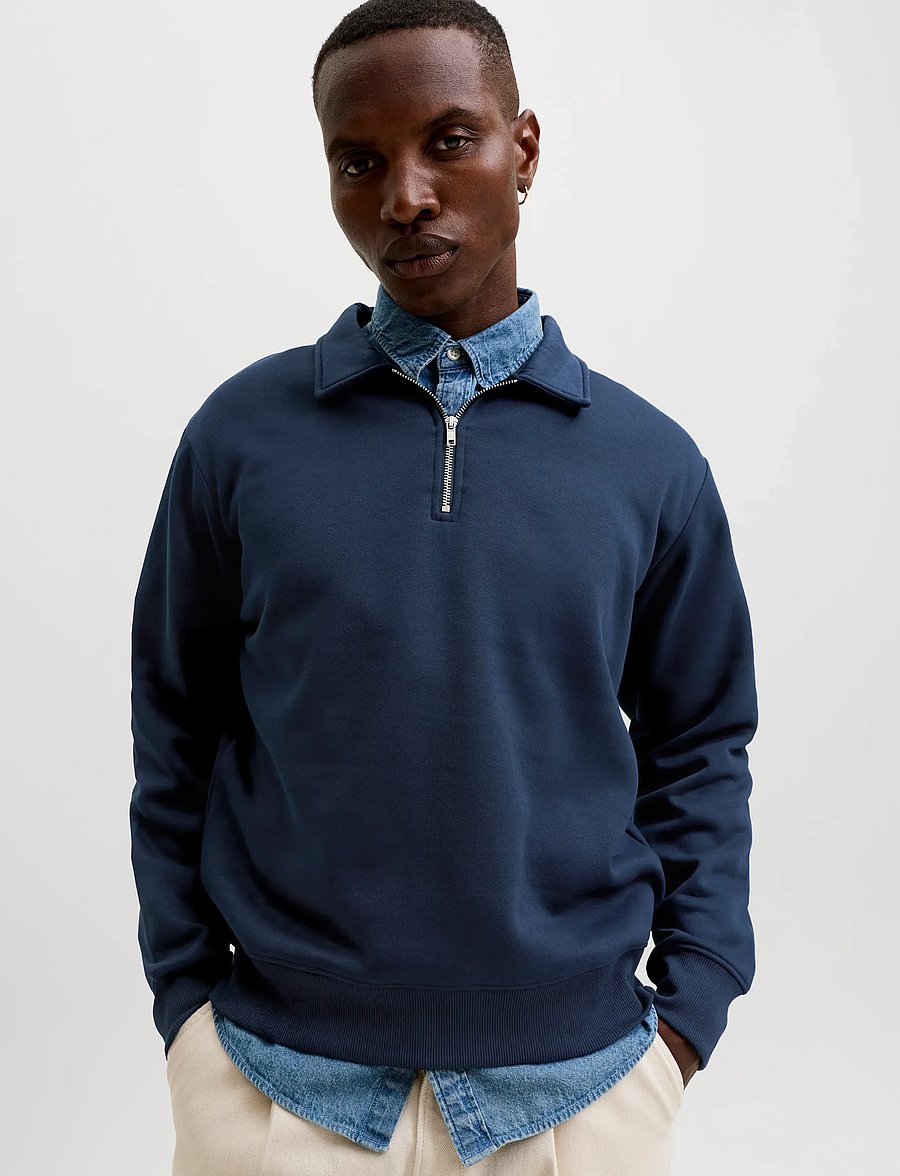 Jack & Jones - JJBRADLEY SWEAT ZIP POLO - navy blazer - 5