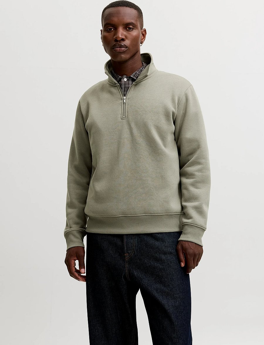 Jack & Jones - JJBRADLEY SWEAT ZIP POLO - vetiver - 0