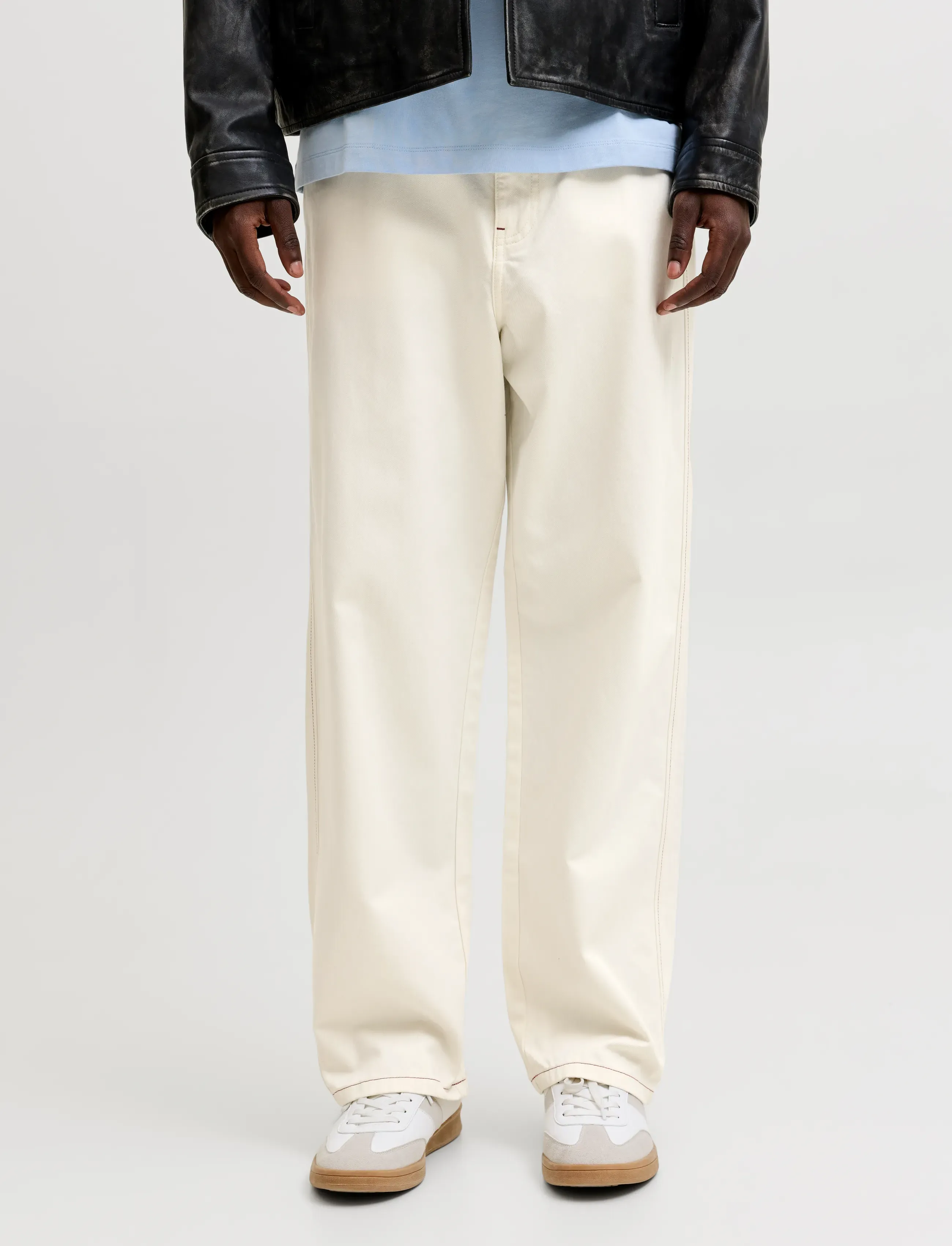 Jack & Jones JPSTALEX CONTRAST 5 POCKET PANT STYDSS26 - Vetements - ANTIQUE WHITE / cream