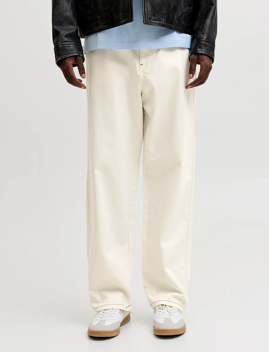 Jack & Jones - JPSTALEX CONTRAST 5 POCKET PANT STYDSS26 - freizeithosen - antique white - 0