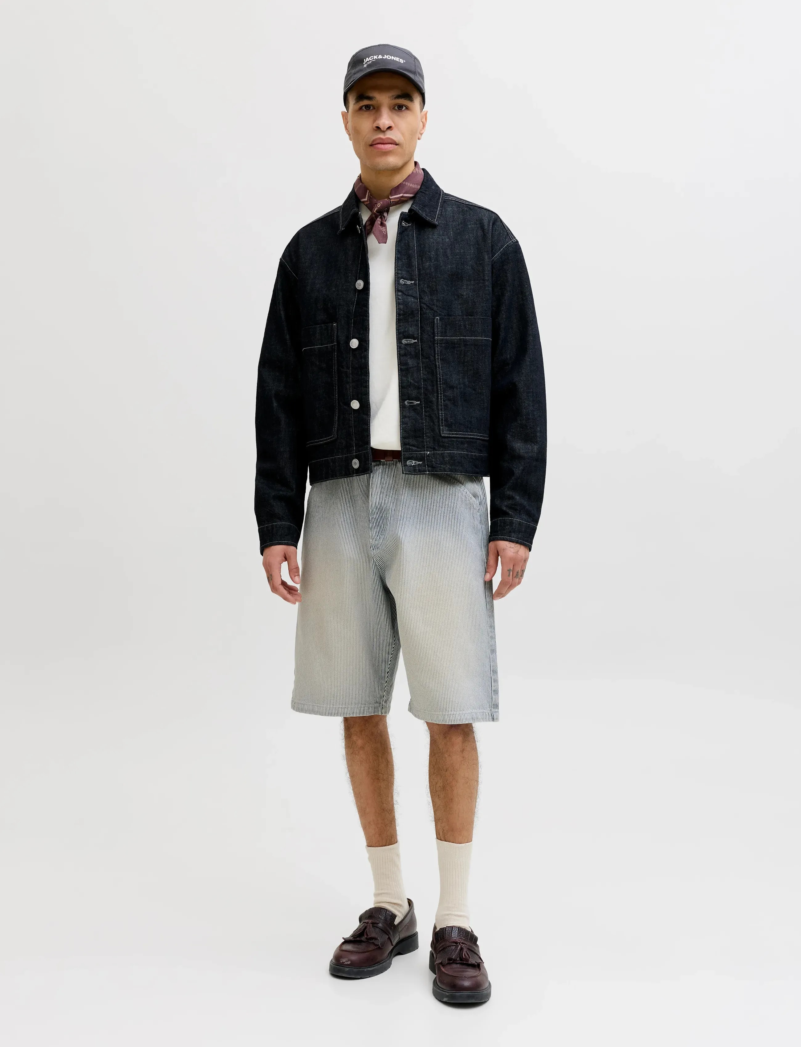 Jack & Jones - JPSTALEX HICKORY SHORT XLNG STYD SS26 - jorts - dark navy - 4
