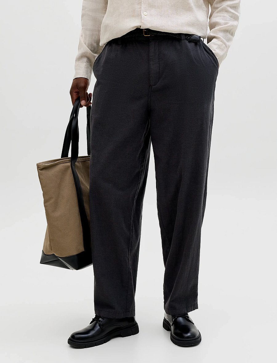 Jack & Jones - JPSTEVAN BREEZE PANTS STYD SS26 - leinenhosen - black - 0