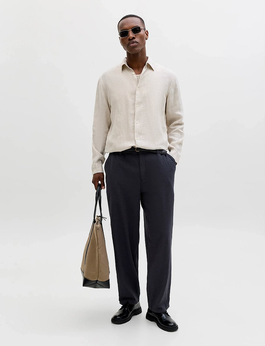 Jack & Jones - JPSTEVAN BREEZE PANTS STYD SS26 - leinenhosen - black - 4