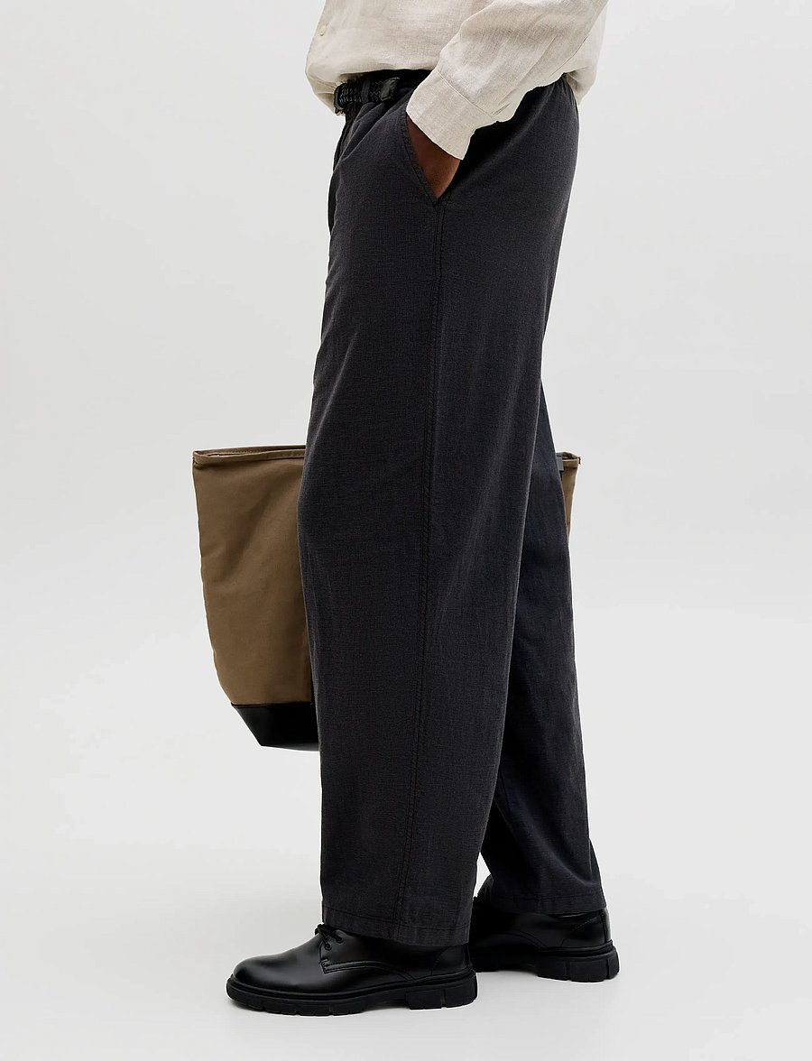 Jack & Jones - JPSTEVAN BREEZE PANTS STYD SS26 - leinenhosen - black - 5