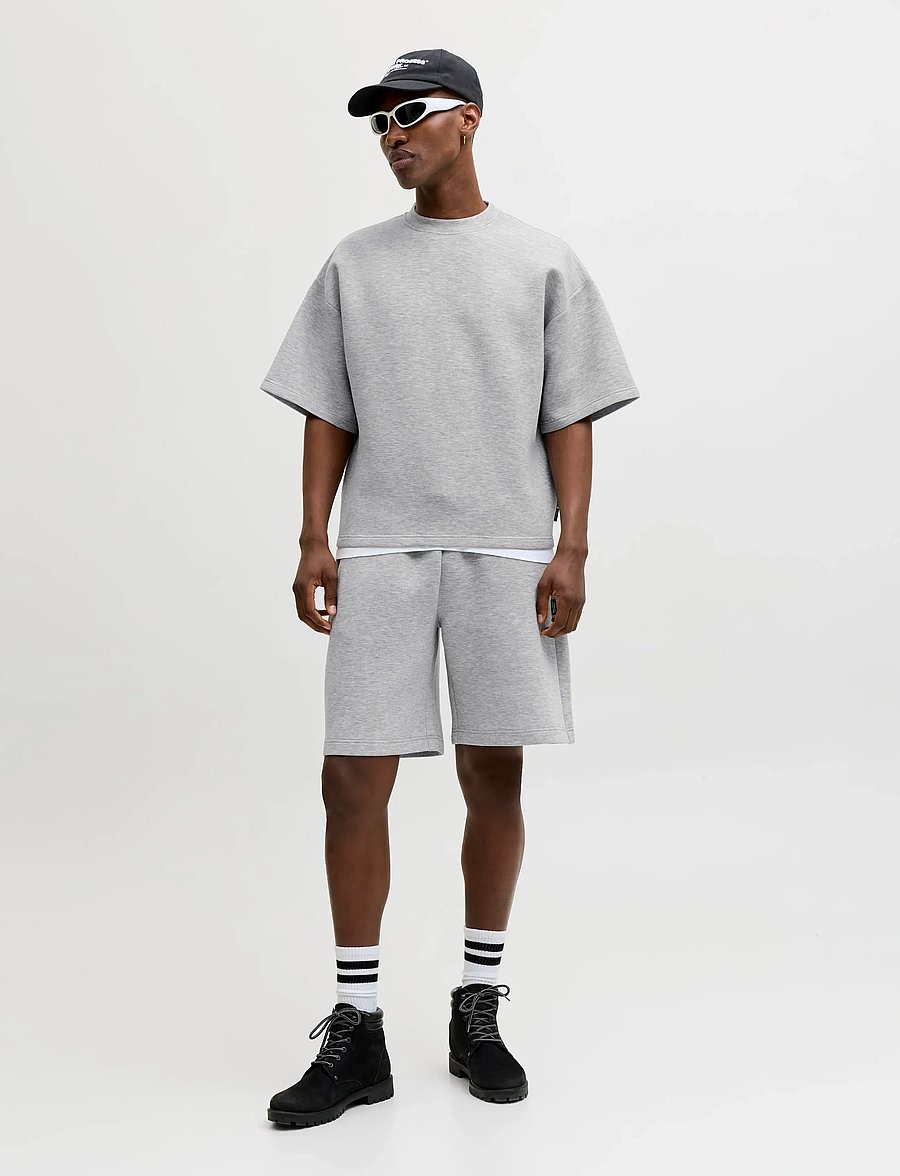 Jack & Jones - JPSTBILL SCUBA SWEAT SHORTS MID - sweatshorts - light grey melange - 4