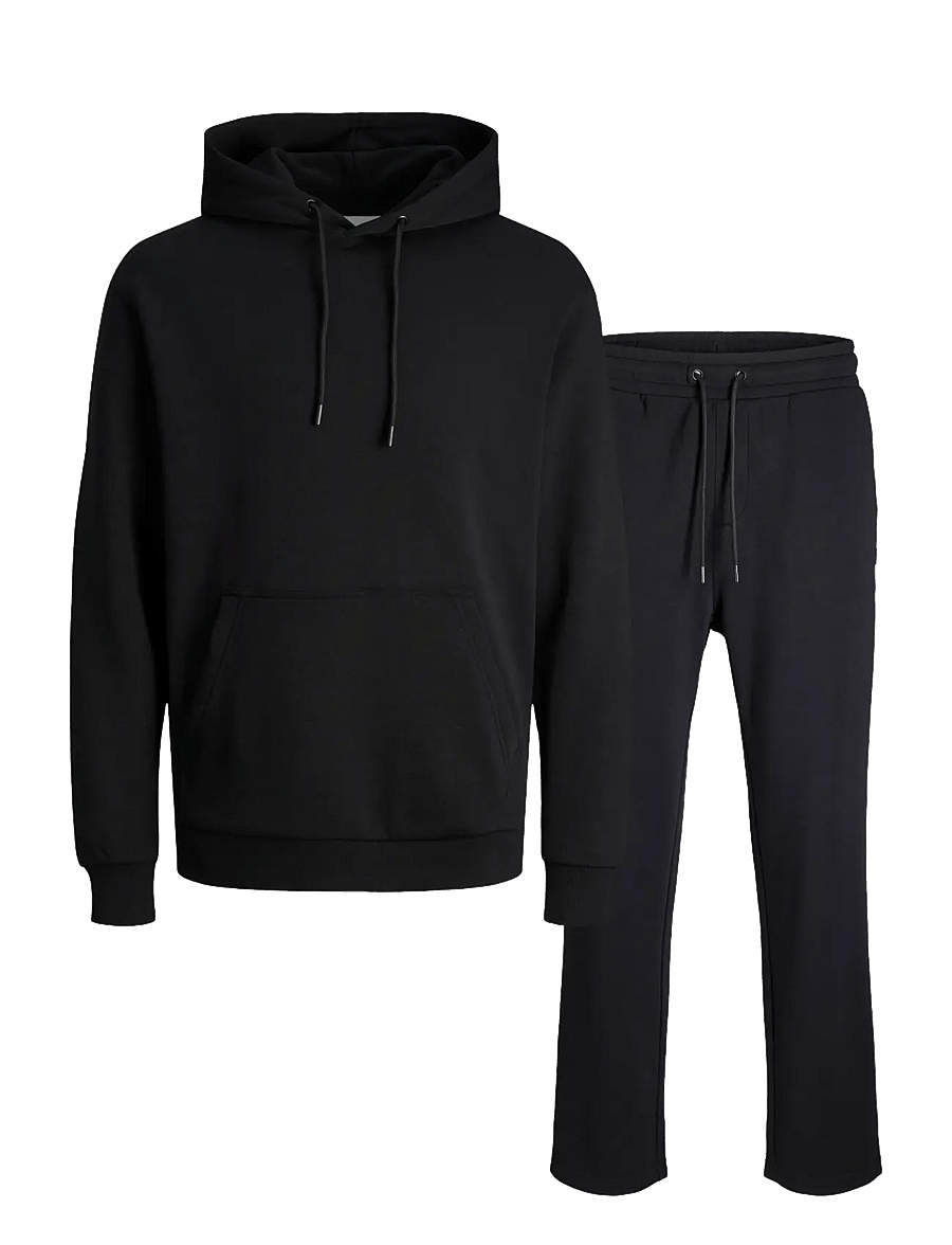Jack & Jones - JJEBRADLEY SWEAT HOOD UNC SET PK MP - track jackets - black - 0