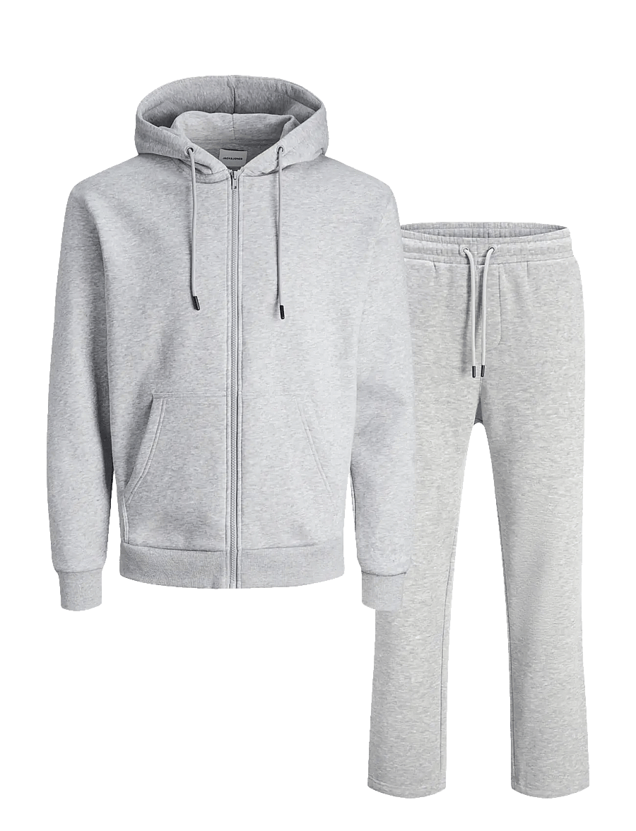 Jack & Jones - JJEBRADLEY SWEAT ZIP HOOD SET PACK MP - dressid - light grey melange - 0