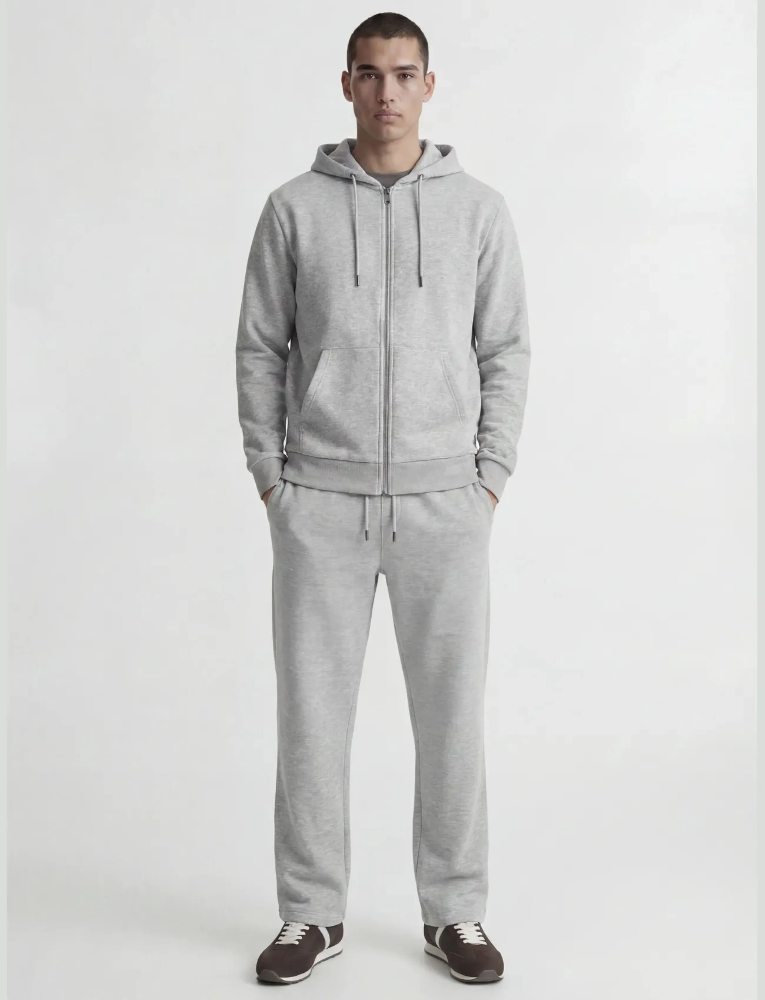 Jack & Jones JJEBRADLEY SWEAT ZIP HOOD SET PACK MP - Hoodies - LIGHT GREY MELANGE / grey