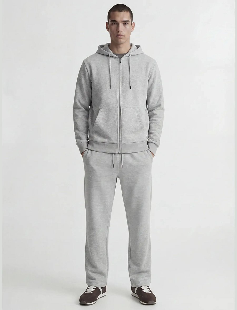 Jack & Jones - JJEBRADLEY SWEAT ZIP HOOD SET PACK MP - trainingspakken - light grey melange - 0