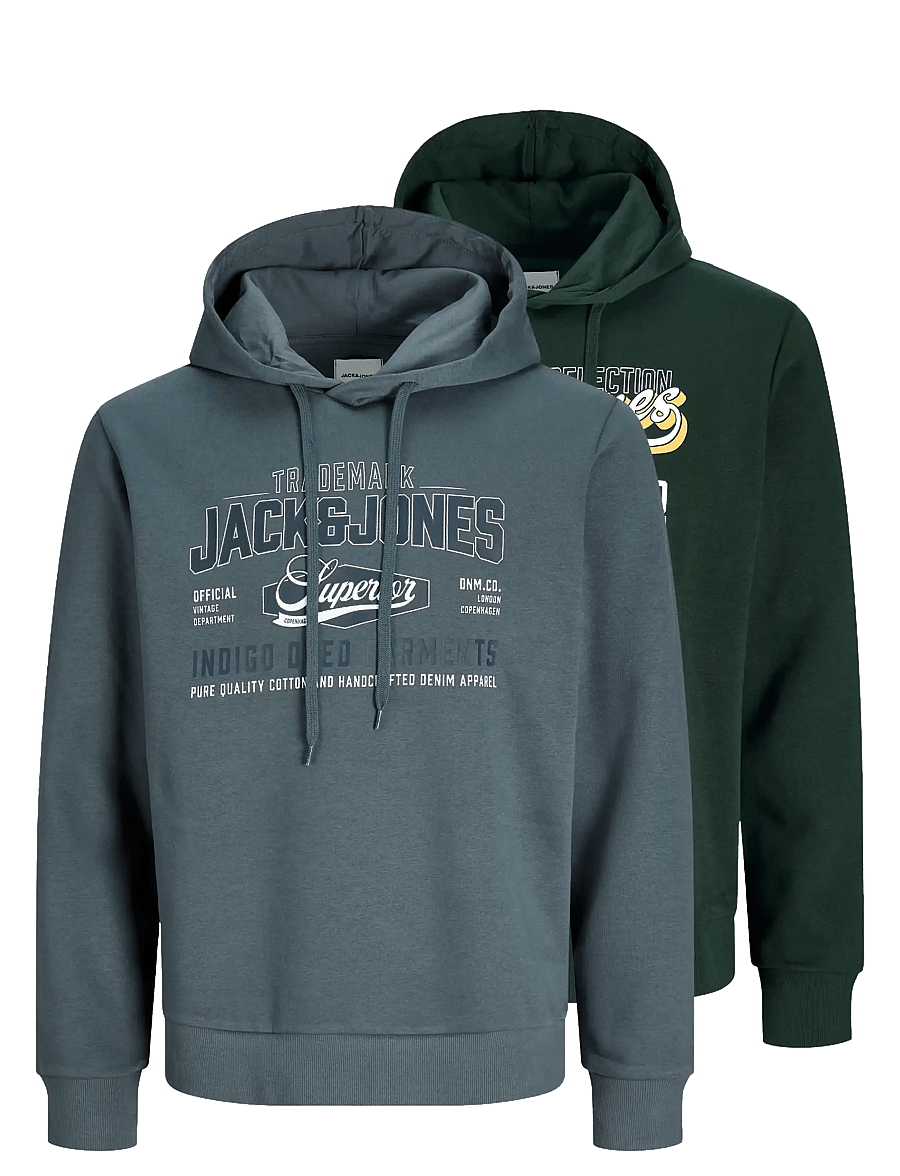Jack & Jones - JJELOGO SWEAT HOOD 2 COL AW26 2PK MP - hættetrøjer - scarab - 1