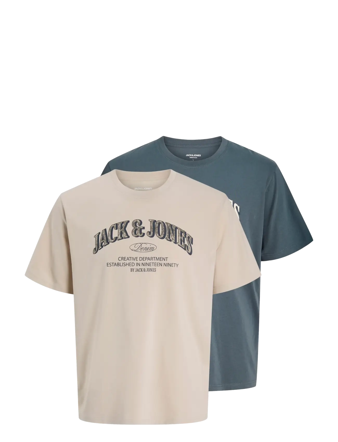 Jack & Jones - JJEDENVER LOGO TEE SS O-NECK 2PK MP - moonbeam - 1