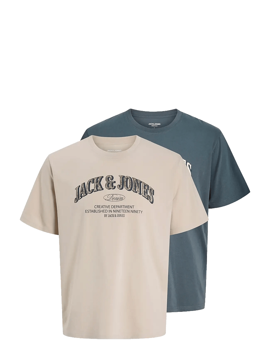 Jack & Jones - JJEDENVER LOGO TEE SS O-NECK 2PK MP - moonbeam - 1