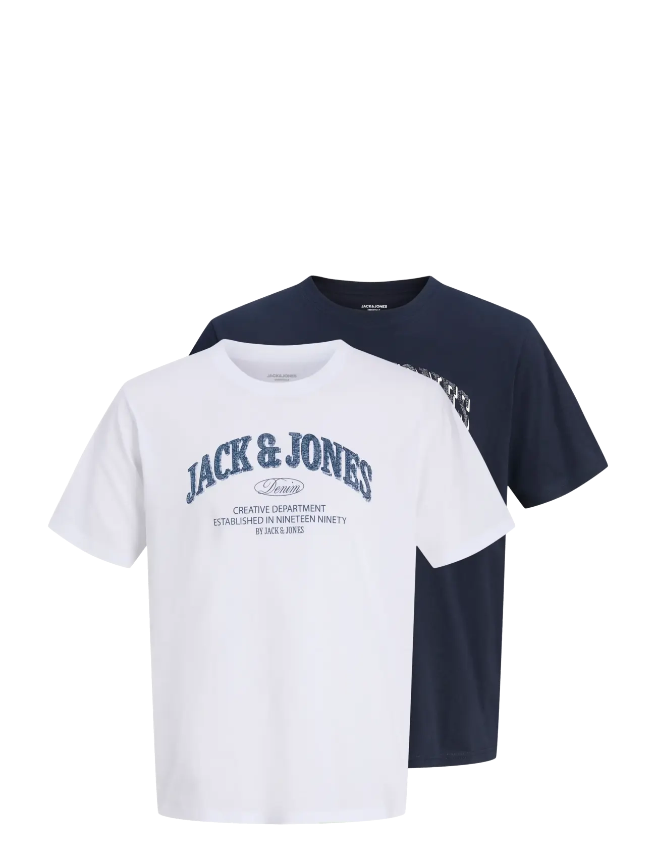 Jack & Jones - JJEDENVER LOGO TEE SS O-NECK 2PK MP - t-shirts im multipack - white - 1