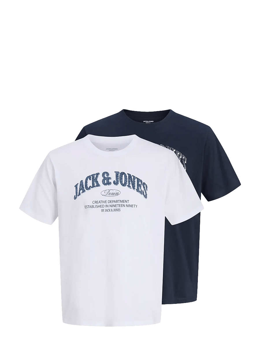 Jack & Jones - JJEDENVER LOGO TEE SS O-NECK 2PK MP - t-shirts im multipack - white - 1