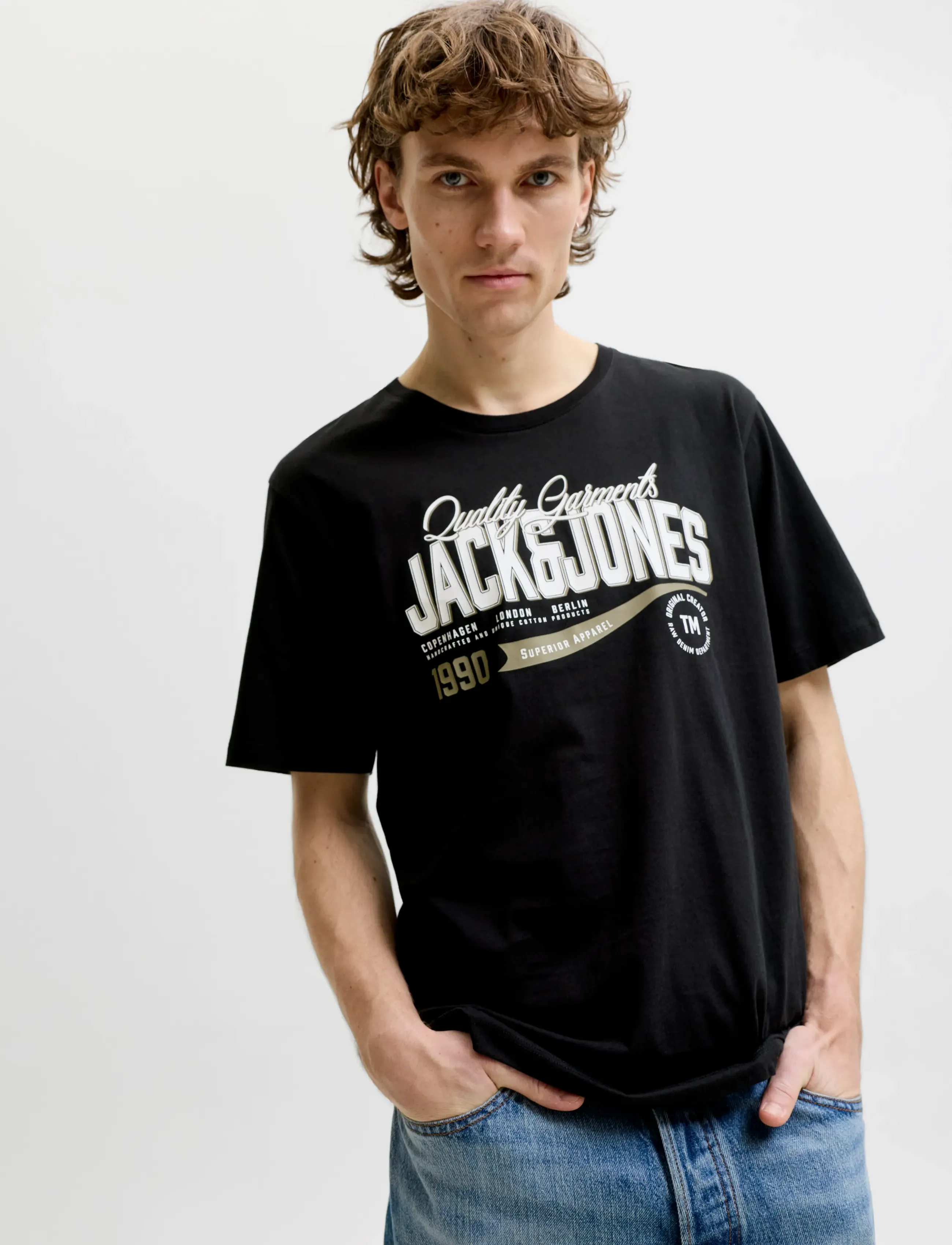 Jack & Jones JJELOGO TEE SS O-NECK 2 COL AW26 3PK MP - Clothing - BLACK / black