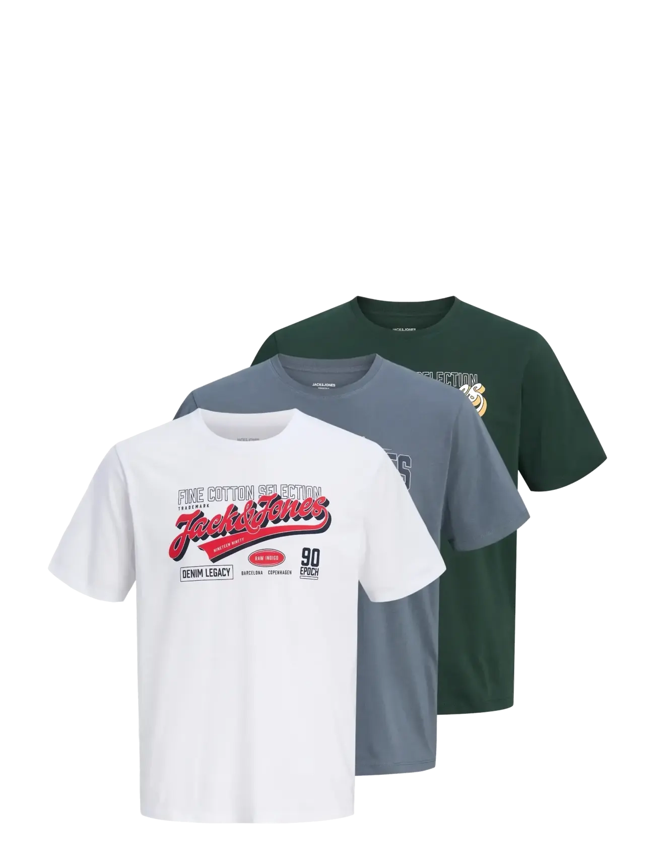Jack & Jones JJELOGO TEE SS O-NECK 2 COL AW26 3PK MP - Clothing - TURBULENCE / grey