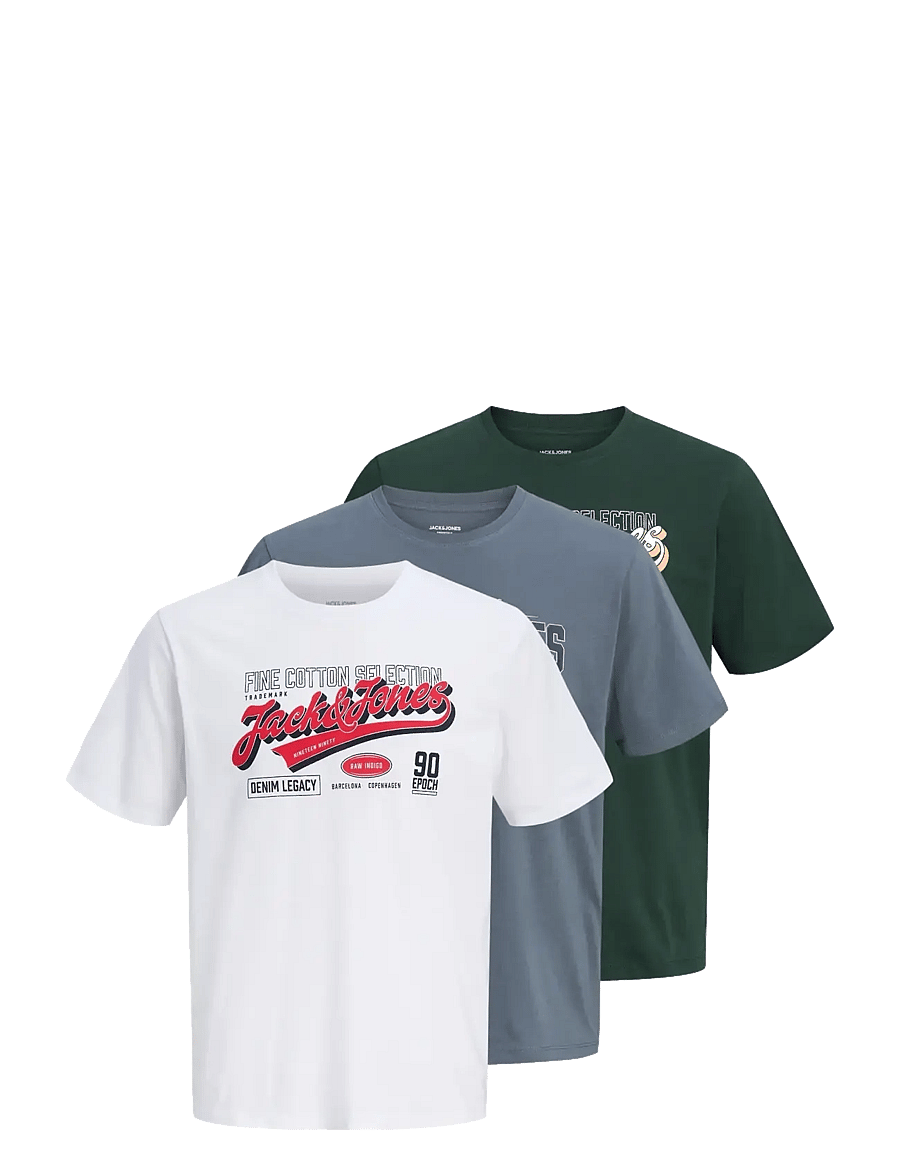 Jack & Jones - JJELOGO TEE SS O-NECK 2 COL AW26 3PK MP - multipack t-shirts - turbulence - 0