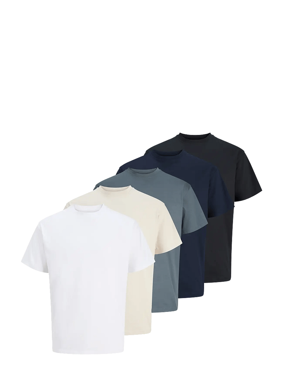 Jack & Jones - JJEORGANIC RELAXED TEE SS O-NECK 5PK MP - t-särkide multipakk - black - 0