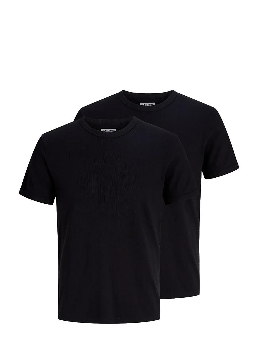 Jack & Jones - JJEORGANIC RIB TEE SS CREW NECK 2PK MP - t-särkide multipakk - black - 1