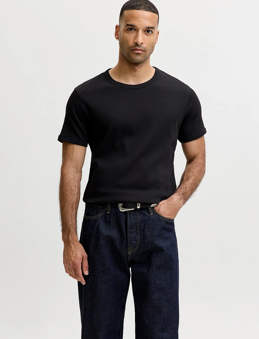 Jack & Jones - JJEORGANIC RIB TEE SS CREW NECK 2PK MP - t-särkide multipakk - black - 0
