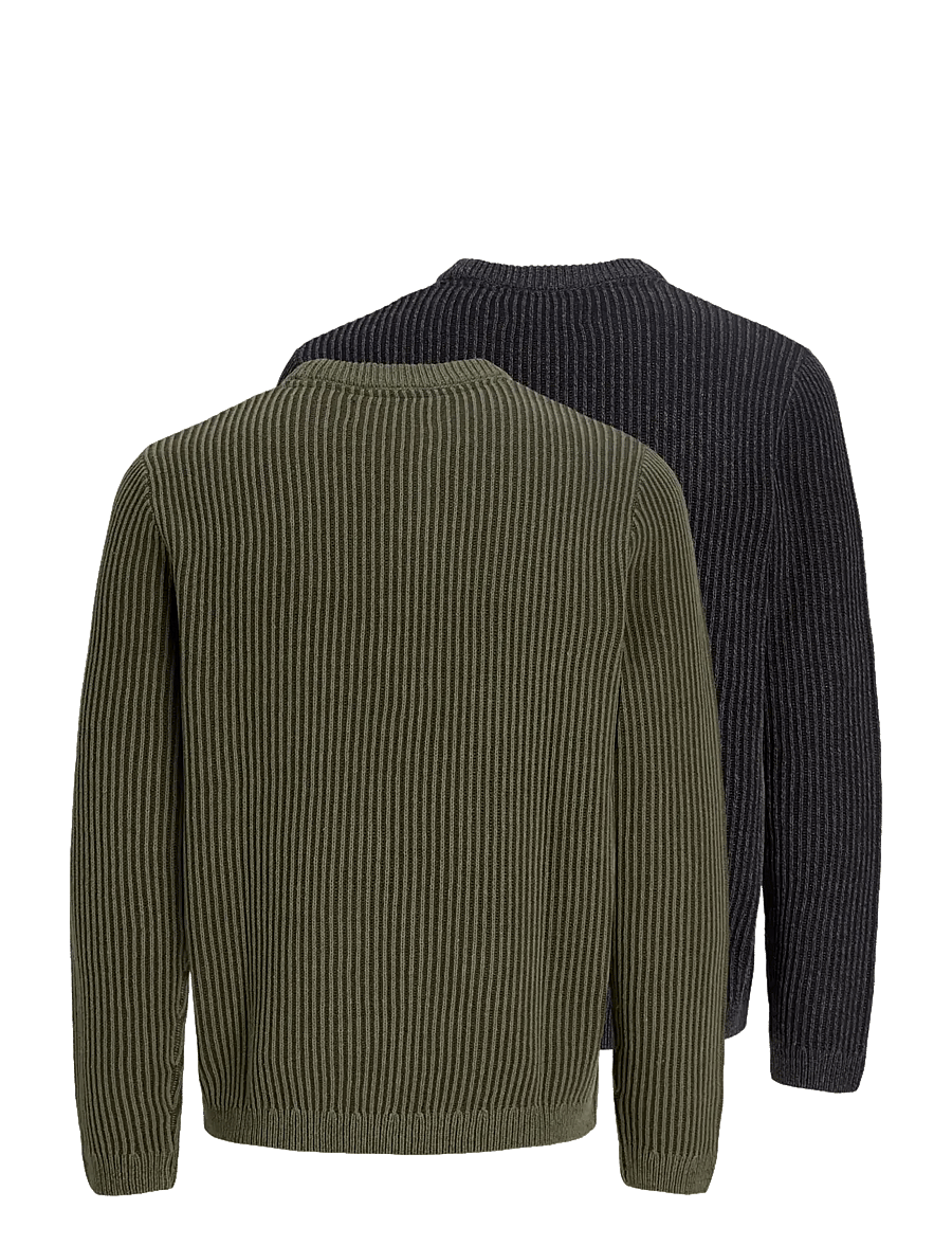 Jack & Jones - JJEDOVER KNIT CREW NECK 2PK MP - round necks - black - 1