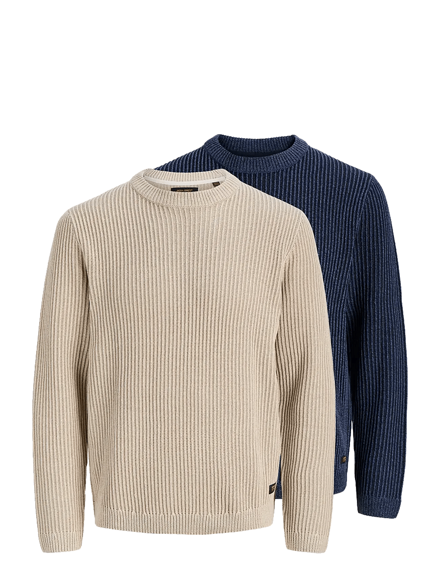 Jack & Jones - JJEDOVER KNIT CREW NECK 2PK MP - rund hals - sky captain - 0