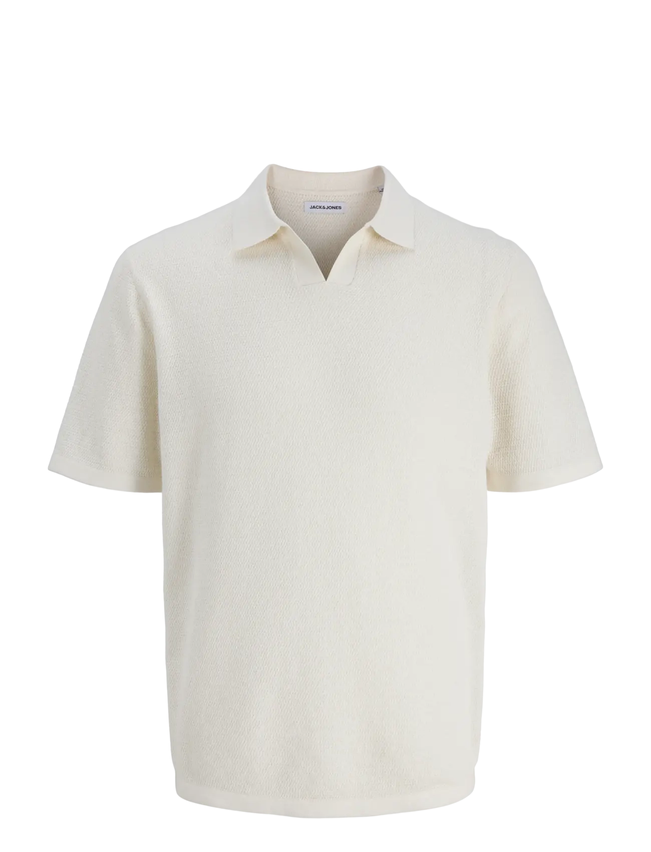 Jack & Jones JJEGEORGE KNIT SPLIT NECK SS - Strickmode - CLOUD DANCER / cream