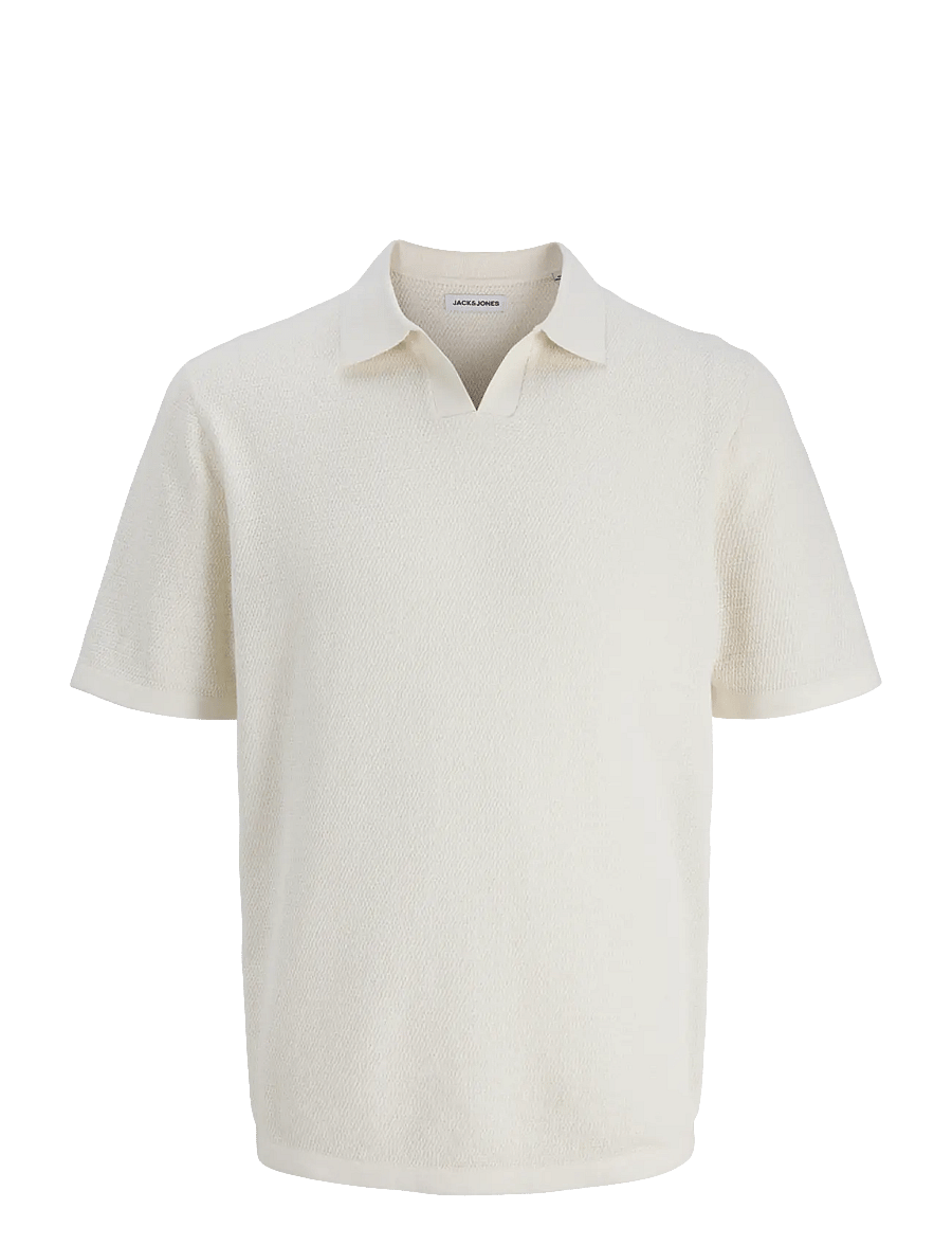 Jack & Jones - JJEGEORGE KNIT SPLIT NECK SS - adīti polo krekli ar garām piedurknēm - cloud dancer - 0