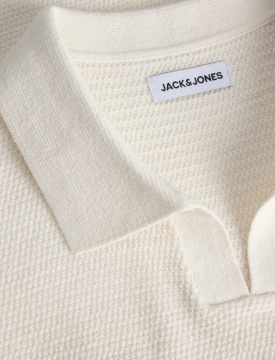 Jack & Jones - JJEGEORGE KNIT SPLIT NECK SS - adīti polo krekli ar garām piedurknēm - cloud dancer - 2