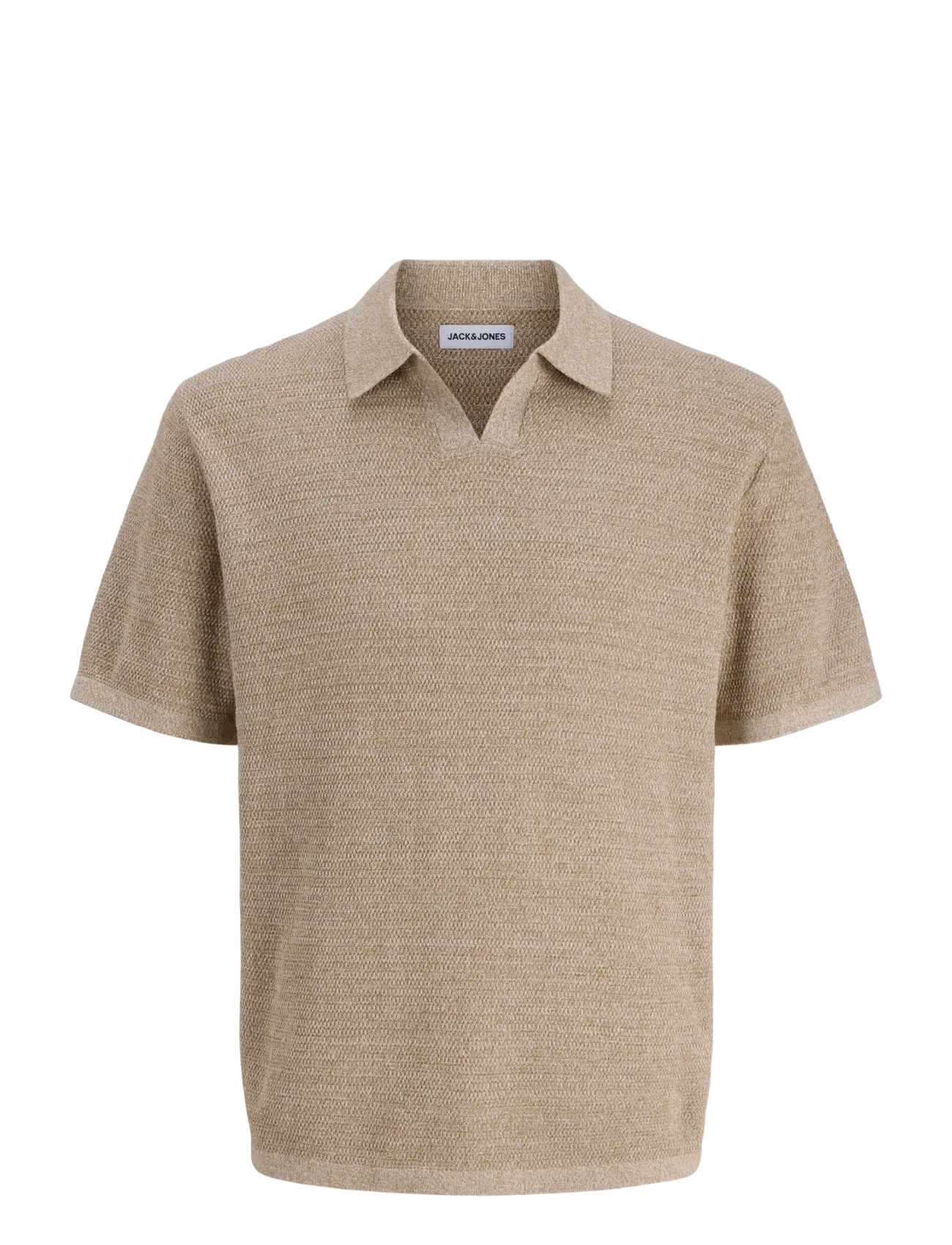 JACK & JONES Jjegeorge Knit Split Neck Ss Beige - S - Herren