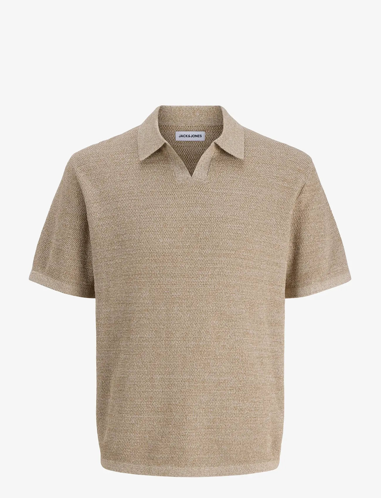 Jack & Jones - JJEGEORGE KNIT SPLIT NECK SS - laveste priser - coriander - 0