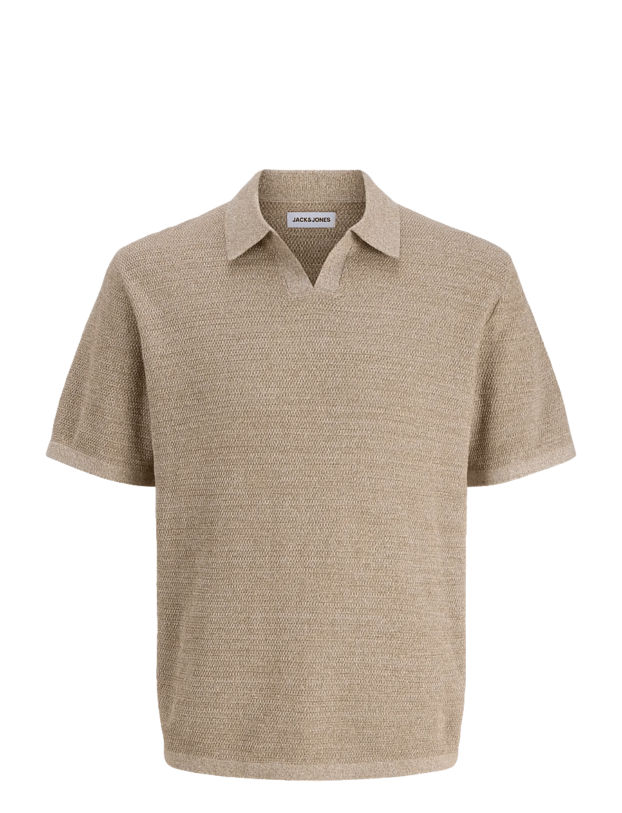 Jack & Jones - JJEGEORGE KNIT SPLIT NECK SS - kootud polosärgid - coriander - 1