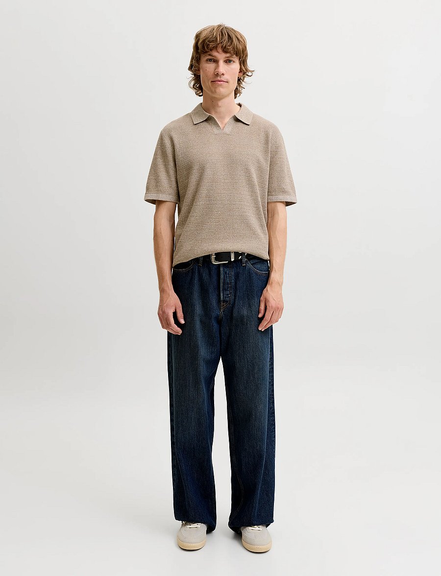 Jack & Jones - JJEGEORGE KNIT SPLIT NECK SS - kootud polosärgid - coriander - 4