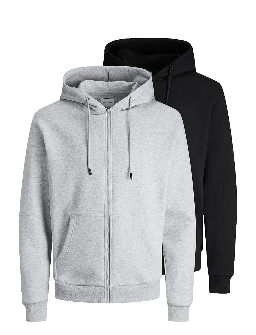Jack & Jones - JJEBRADLEY SWEAT ZIP HOOD 2PK MP - kapuutsiga pusad - black - 0