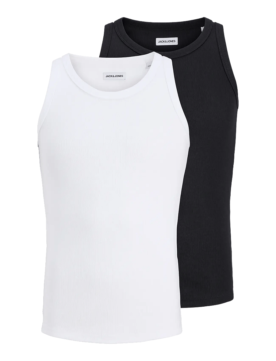 Jack & Jones - JJEORGANIC RIB TANK TOP 2PK MP - tank tops - black - 0