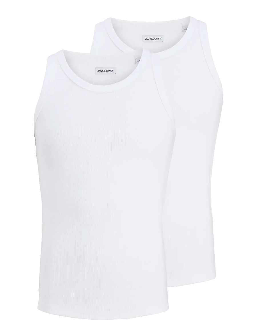 Jack & Jones - JJEORGANIC RIB TANK TOP 2PK MP - varrukateta särgid - white - 0