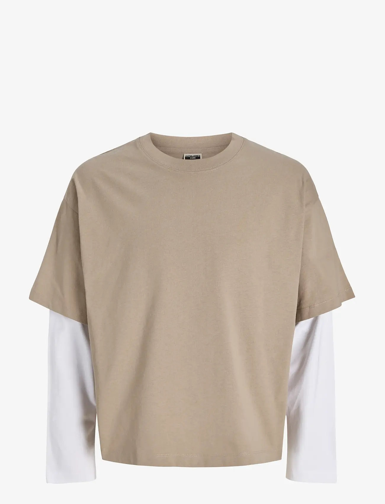 Jack & Jones - JCOBIARRITZ DOUBLELAYER TEE LS STYD SS26 - långärmade t-shirts - crockery - 1