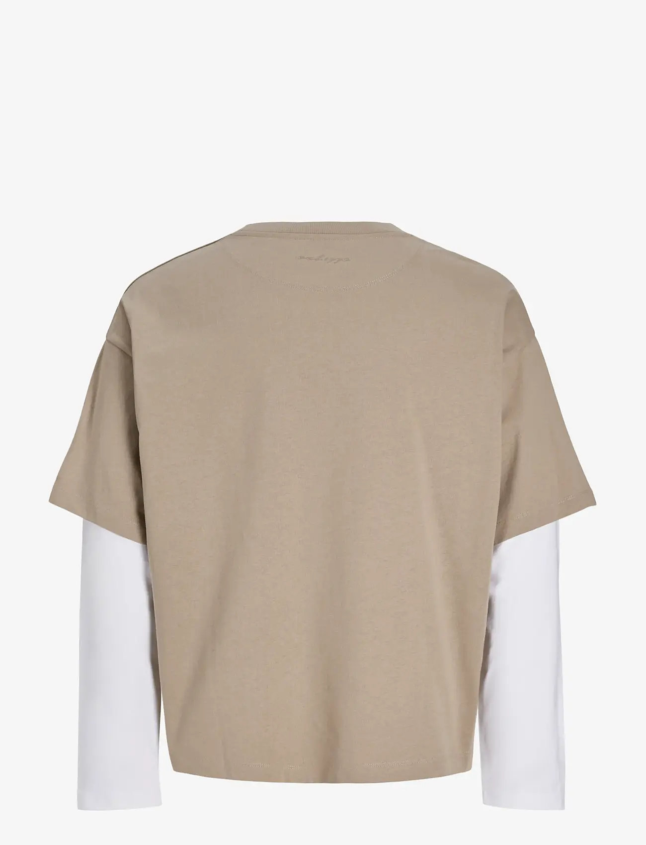 Jack & Jones - JCOBIARRITZ DOUBLELAYER TEE LS STYD SS26 - långärmade t-shirts - crockery - 2