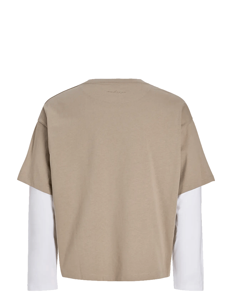 Jack & Jones - JCOBIARRITZ DOUBLELAYER TEE LS STYD SS26 - långärmade t-shirts - crockery - 2
