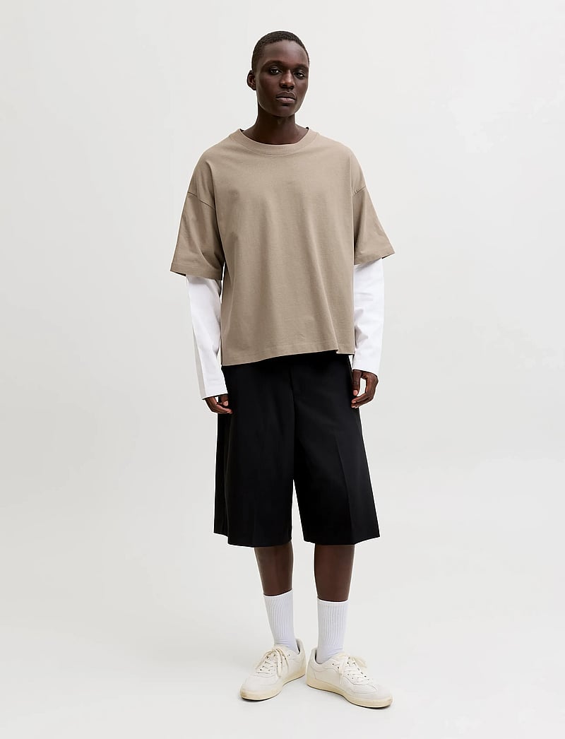 Jack & Jones - JCOBIARRITZ DOUBLELAYER TEE LS STYD SS26 - långärmade t-shirts - crockery - 4