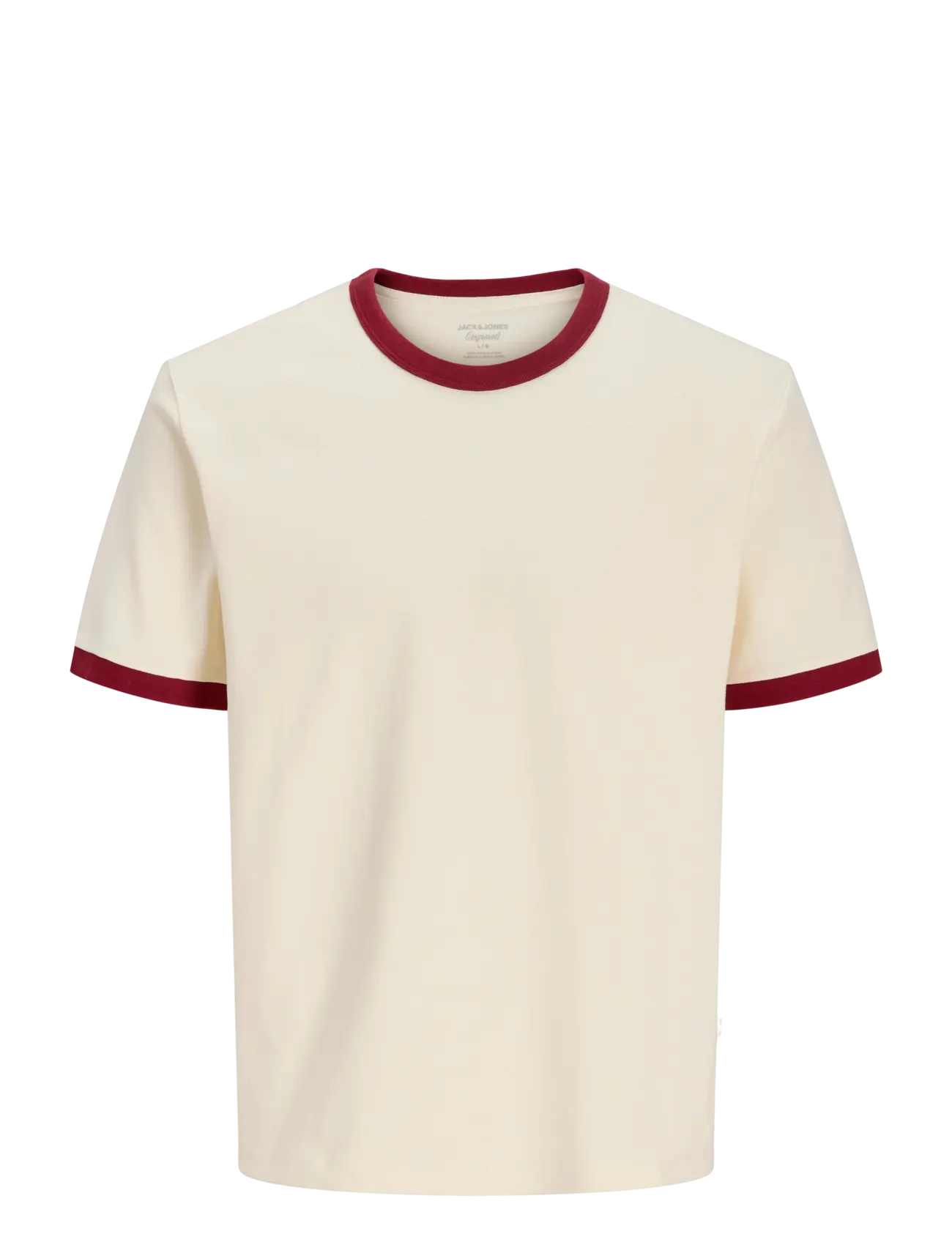 JACK & JONES Jorsavona Ringer Tee Ss Cn Styd Ss26 Cream - S - Herren