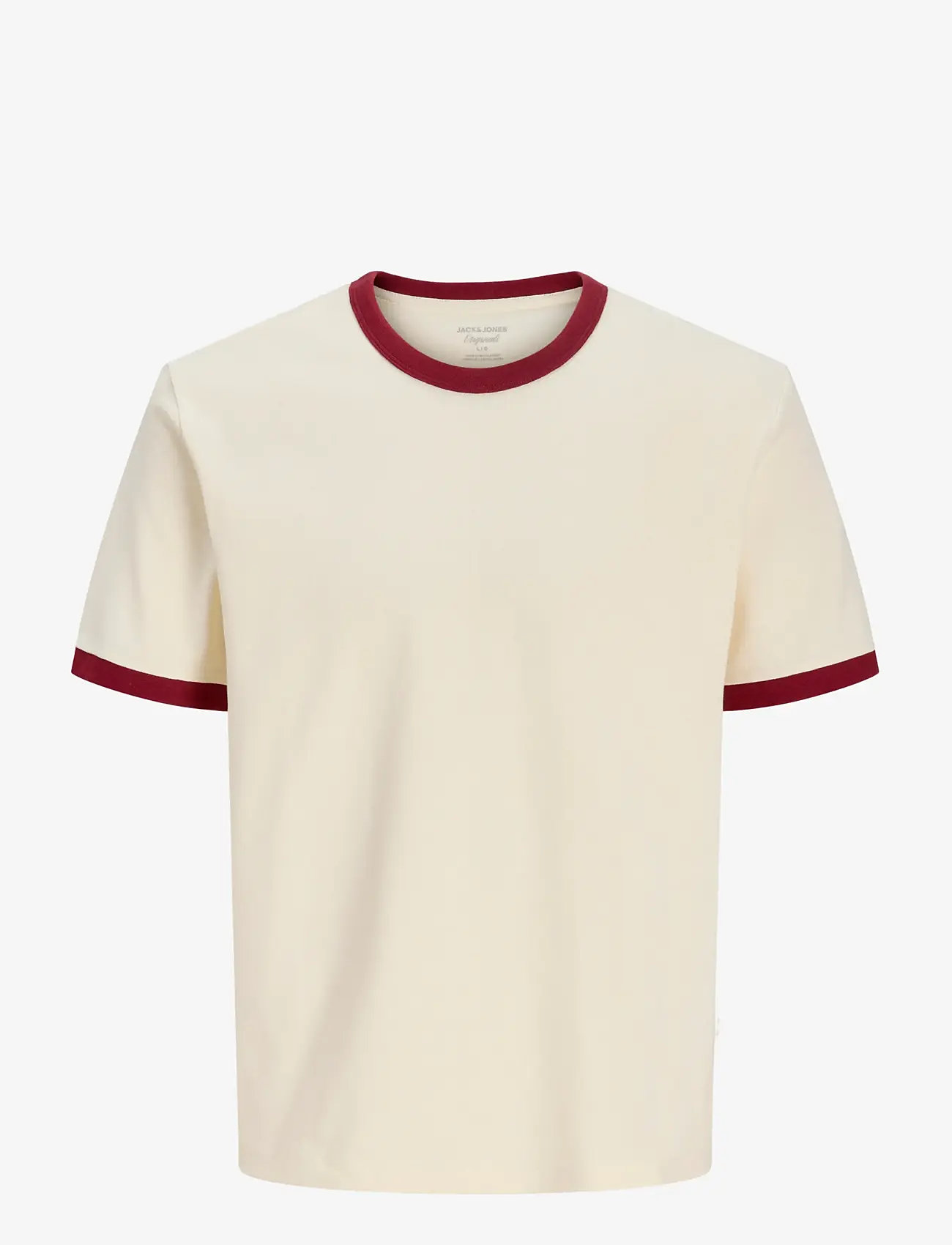 Jack & Jones - JORSAVONA RINGER TEE SS CN STYD SS26 - kortærmede t-shirts - antique white - 1