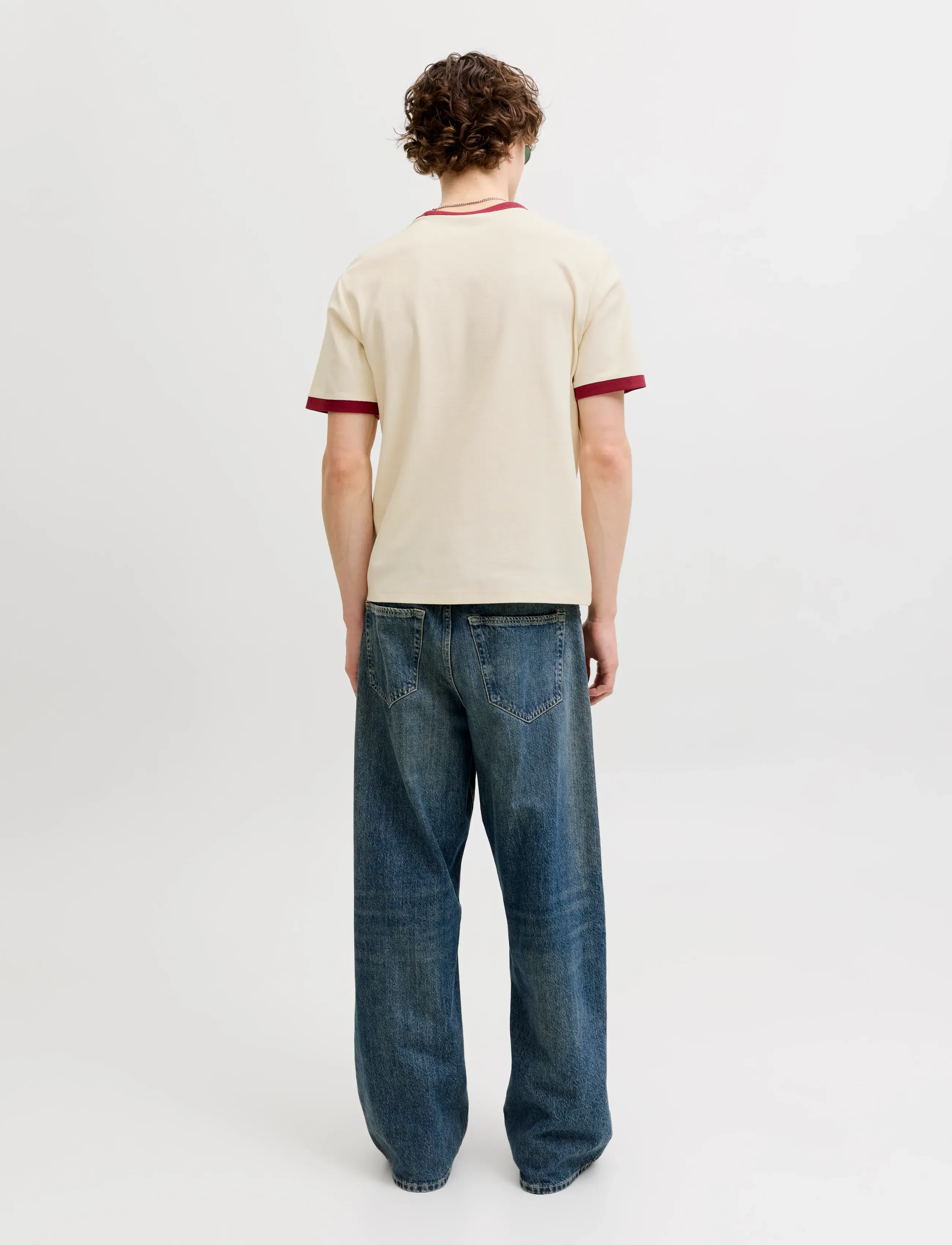 Jack & Jones - JORSAVONA RINGER TEE SS CN STYD SS26 - lühikeste varrukatega t-särgid - antique white - 3