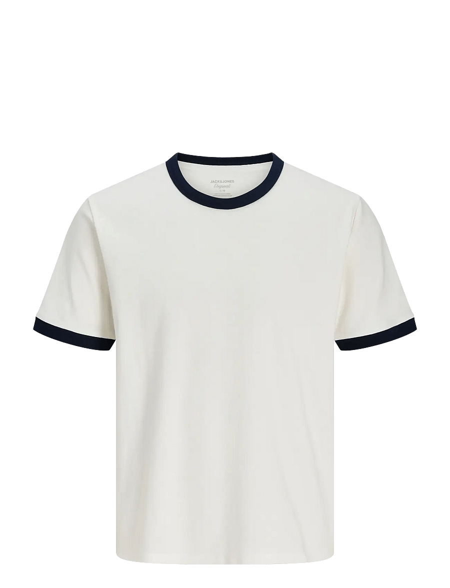 Jack & Jones - JORSAVONA RINGER TEE SS CN STYD SS26 - kurzärmelige t-shirts - snow white - 1