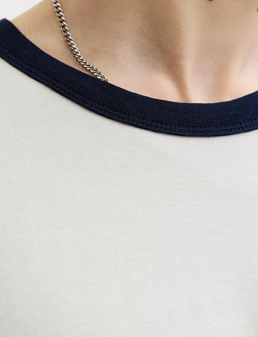 Jack & Jones - JORSAVONA RINGER TEE SS CN STYD SS26 - kurzärmelige t-shirts - snow white - 5