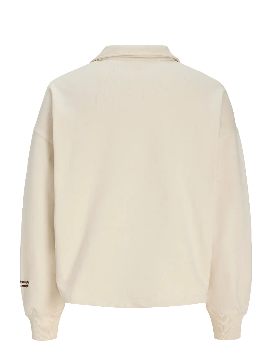 Jack & Jones - JORSAVONA SWEAT SPLIT NECK BADGE LS POLO - kollektionen - antique white - 2