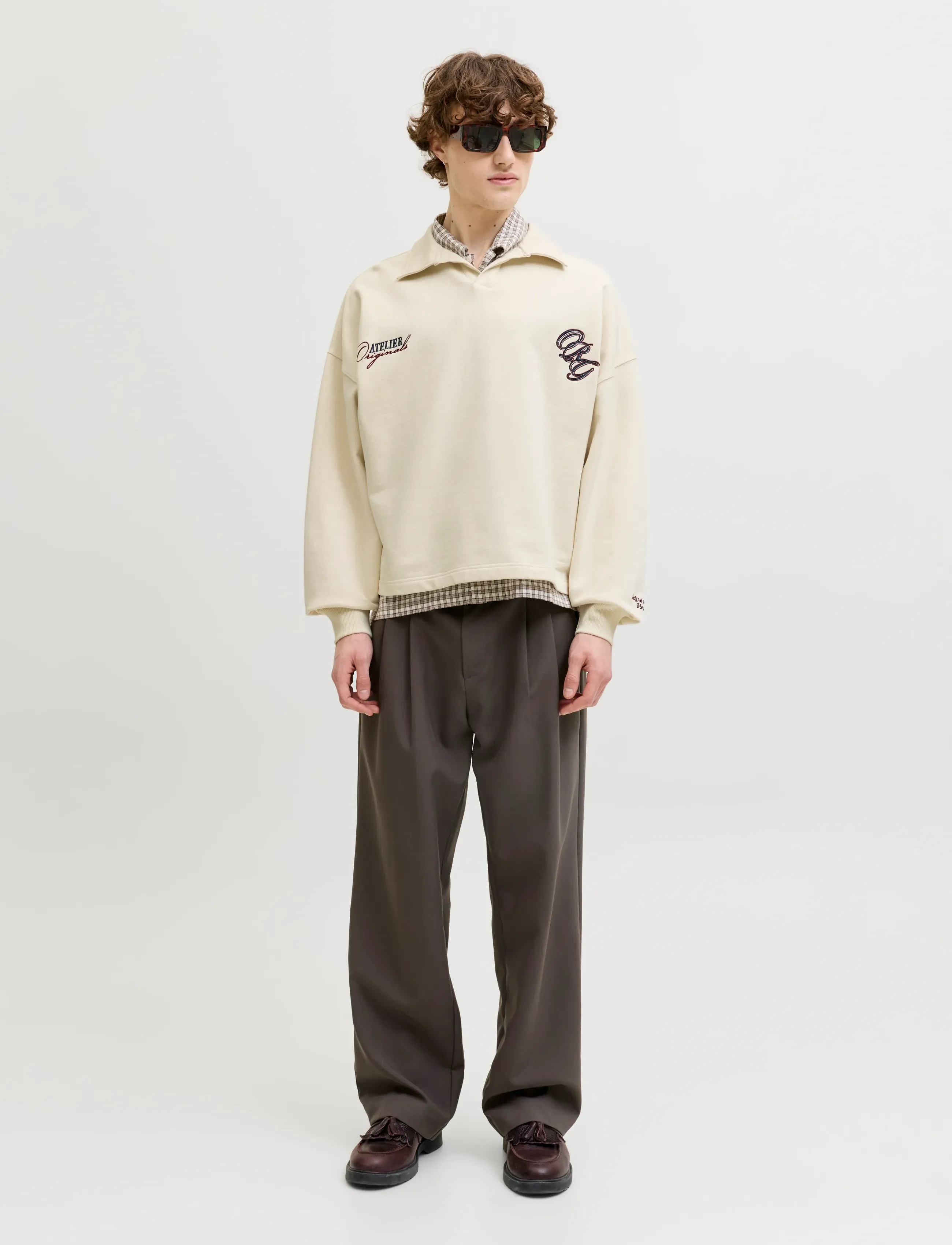 Jack & Jones - JORSAVONA SWEAT SPLIT NECK BADGE LS POLO - kollektioner - antique white - 4