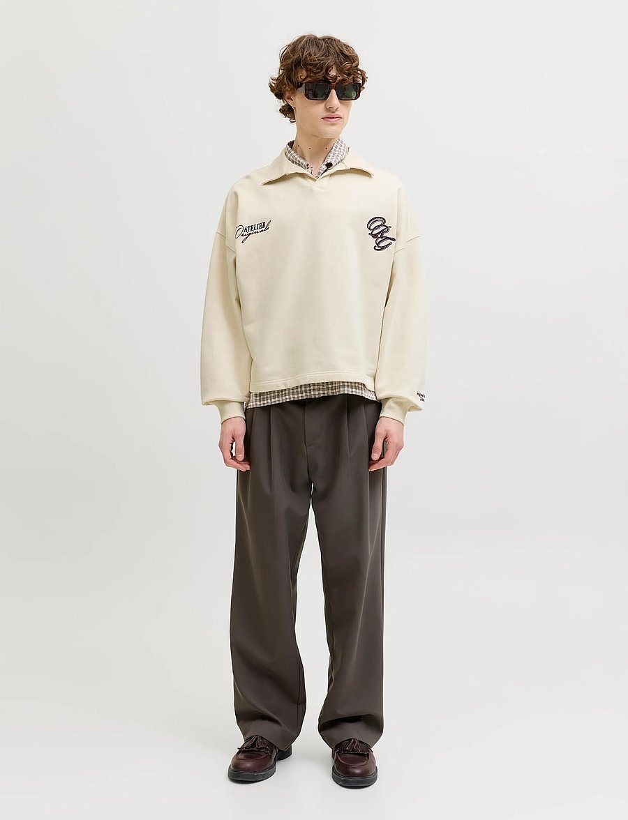 Jack & Jones - JORSAVONA SWEAT SPLIT NECK BADGE LS POLO - kollektionen - antique white - 4