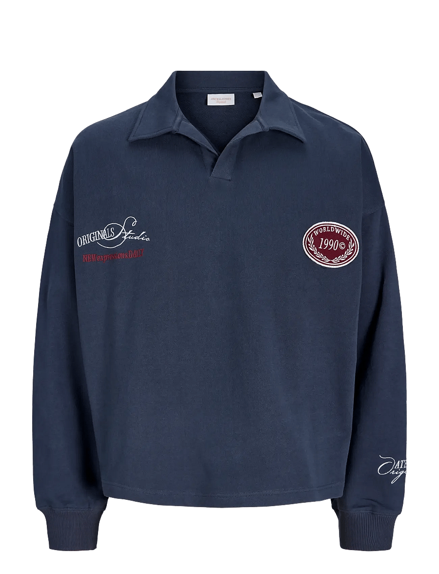 Jack & Jones - JORSAVONA SWEAT SPLIT NECK BADGE LS POLO - kollektionen - odyssey gray - 1