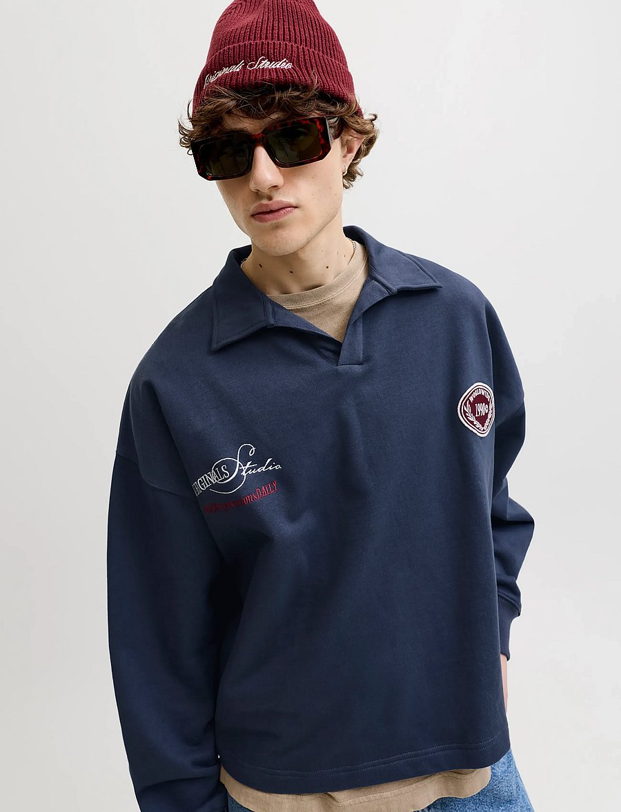 Jack & Jones - JORSAVONA SWEAT SPLIT NECK BADGE LS POLO - kollektionen - odyssey gray - 5